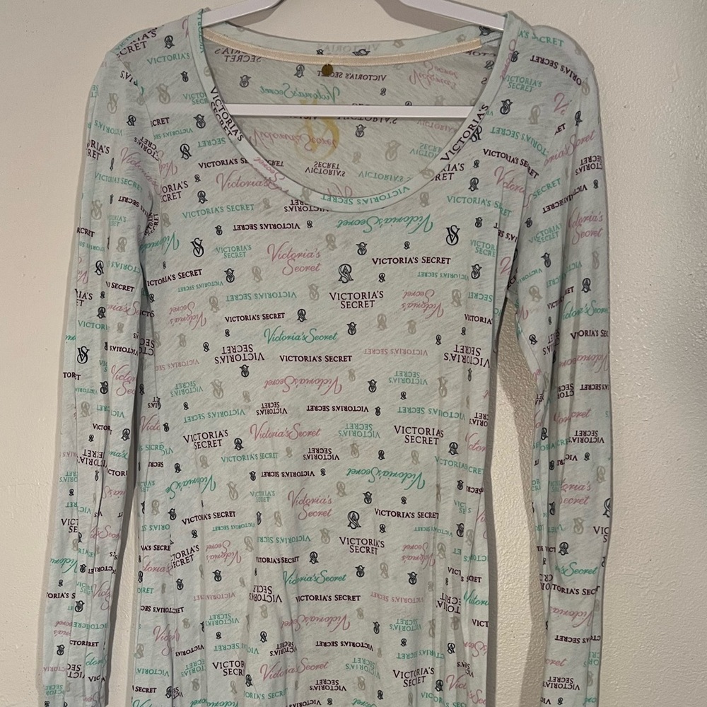 Victorias Secret Logo Long Sleeve Nightgown Sleepshirt